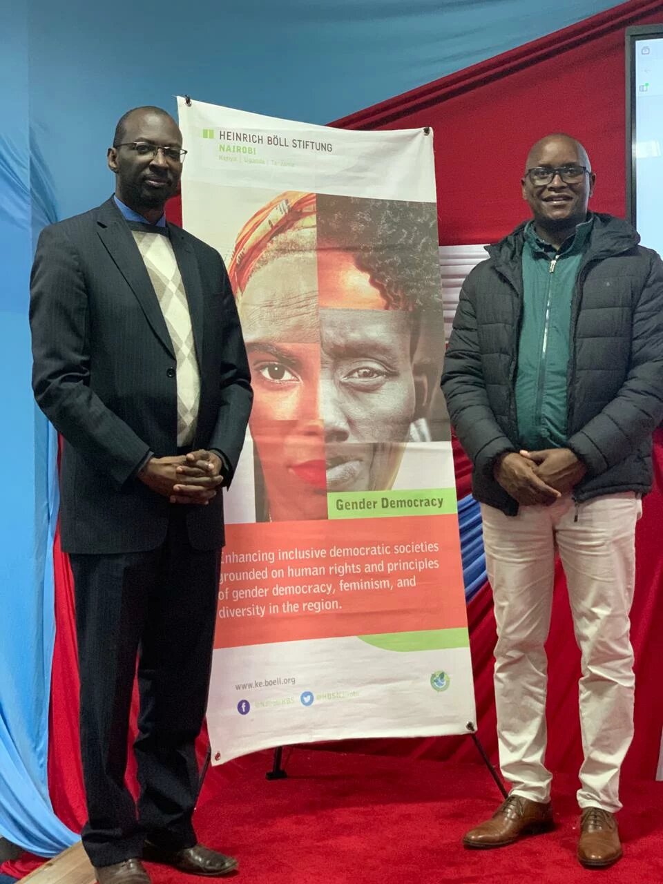Dr. Wycliffe Ntachoti, Dean of the School of Law at Chuka University (left), with Enosh Ebuya, Executive Director of The Eagles for Life, during the pilot of the SOGIE short course.